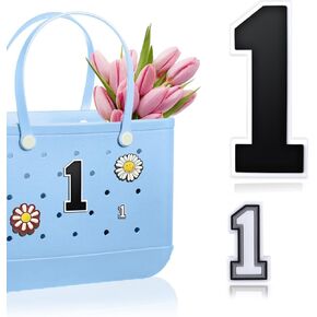 AIERSA 2Pcs Number Charms for Bogg Bag,0 to 9 Charm for Bogg Bag Accessories,Insert Charms Compatible with Bogg Bag and Simply Southern Bag Decorative for Beach Tote Bag Rubber Beach Bag