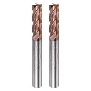 HARFINGTON 2pcs Carbide Square End Mills 6mm (15/64") Dia 6mm (15/64") Shank 50mm (2") Long HRC55 TiSiN Coated Micro-Grain Tungsten Carbide 4 Flutes Milling Bit Cutter