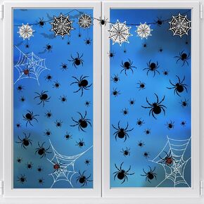 HOWAF 9 Sheets Halloween Spider Window Clings Stickers 70+pcs Black Spider Double Sided Window Decals Halloween Party Decorations, Spider Cobweb Glass Window Stickers for Home School Supplies