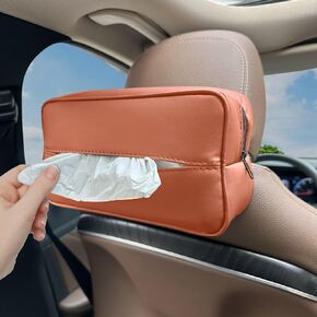Large Car Tissue Holder for 120 Standard Tissues, Premium PU Leather Tissue Holder in Car Backseat Rectangular, Napkin Holder for Car Fits for Kleenex Tissues Box Daily Use (Black)