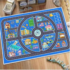Kids Car Rug Playmat, Road Traffic Rug for Kids Cars, Carpet Play Mat for Playroom, Non Slip Kids Play Rug for Bedroom Boys, Fun City Life Car Mat for Children Room(Grey,2.6×3.9ft/31×47in)