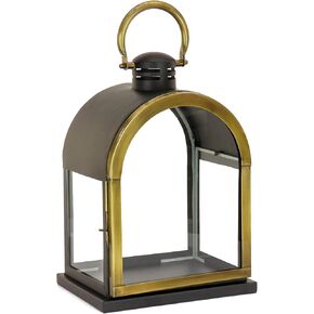 HGTV Home Collection Dome Lantern, Christmas Themed Home Decor, Small, Black and Gold, 18 in
