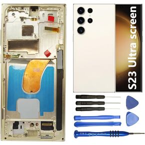 Screen Replacement for Samsung Galaxy S23 Ultra 5G S918B S918B/DS S918U S918Ul S918W S918E S9168/DS 6.8 Inch with Green Frame and back cover Display Touch Digitizer Assembly (Green)