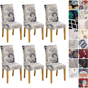 FUANGUI Dining Room Chair Covers Slipcovers Set of 6, Stretch Kitchen Chair Covers Washable Spandex Parsons Chair Slipcover, Removable Dining Seat Protector for Home or Party