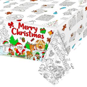 53.9x107.8 Inch Happy Birthday Coloring Tablecloth for Kids Giant Coloring Poster Large Huge Birthday Poster Table Cloth Party Decoration Color Page Sheets Book Crafts Activity for Gift Wall Classroom