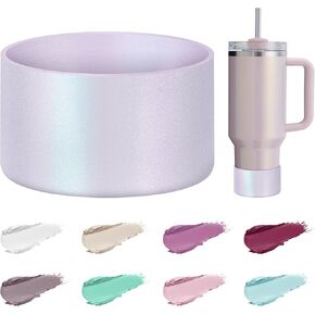حذاء Mokoart Dreamy متدرج من السيليكون متوافق مع كوب ستانلي 40oz 30oz 20oz وزجاجات مياه 12-24oz، واقي سفلي لامع معدني لملحقات كأس ستانلي