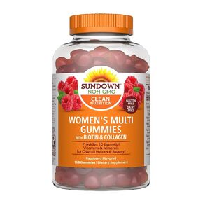 Sundown Women’s Multivitamin Gummies, With Biotin and Collagen, Raspberry Flavor, 150 Count (Packaging May Vary)