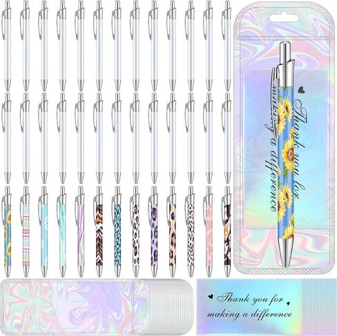 Yexiya 30 Pcs Sublimation Pens Kit Sublimation Pens Blank with Resealable Pouch Bag and Holographic Thank You Card Sublimation Ballpoint Pen School Supply for Christmas Office School Stationery Supply in Saudi Arabia