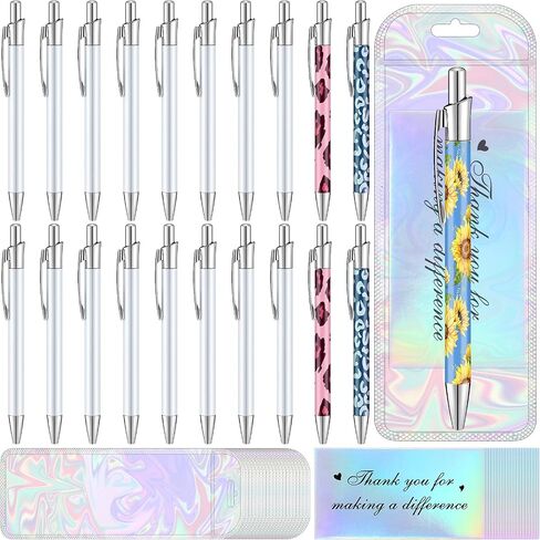 Yexiya 30 Pcs Sublimation Pens Kit Sublimation Pens Blank with Resealable Pouch Bag and Holographic Thank You Card Sublimation Ballpoint Pen School Supply for Christmas Office School Stationery Supply in Saudi Arabia