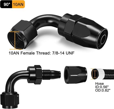 6AN Straight Swivel Hose End Fitting Aluminum Seal AN Hose End Fitting for Braided Fuel Line in Kuwait