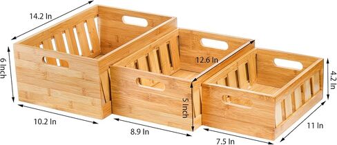مجموعة Nicunom مكونة من 3 صناديق تخزين من الخيزران، حاوية تخزين صناديق خشبية مزخرفة ريفية مع مقبض، صندوق خشبي على طراز المزرعة لعرض ديكور التخزين in Kuwait