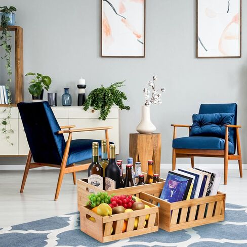 مجموعة Nicunom مكونة من 3 صناديق تخزين من الخيزران، حاوية تخزين صناديق خشبية مزخرفة ريفية مع مقبض، صندوق خشبي على طراز المزرعة لعرض ديكور التخزين in Kuwait