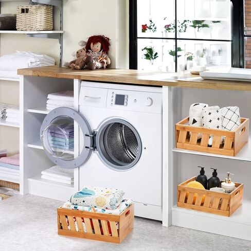 مجموعة Nicunom مكونة من 3 صناديق تخزين من الخيزران، حاوية تخزين صناديق خشبية مزخرفة ريفية مع مقبض، صندوق خشبي على طراز المزرعة لعرض ديكور التخزين in Kuwait