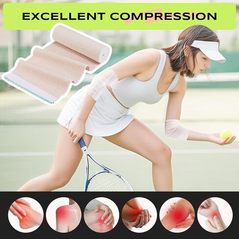 2Rolls 6Inch Elastic Bandages Wrap Sports Wraps,Wide Bandages Large Size Elastic Bandage with Velcro，Compression Bandage for Ankle Wrap Foot Wrap Leg Wrap Hand Wrap for Sprained in Kuwait