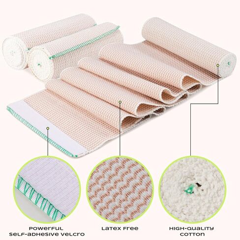 2Rolls 6Inch Elastic Bandages Wrap Sports Wraps,Wide Bandages Large Size Elastic Bandage with Velcro，Compression Bandage for Ankle Wrap Foot Wrap Leg Wrap Hand Wrap for Sprained in Kuwait