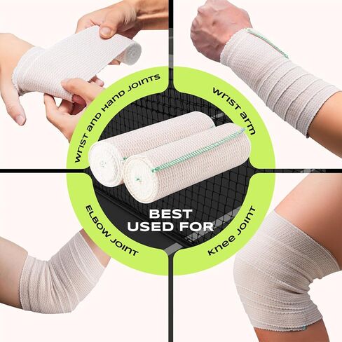 2Rolls 6Inch Elastic Bandages Wrap Sports Wraps,Wide Bandages Large Size Elastic Bandage with Velcro，Compression Bandage for Ankle Wrap Foot Wrap Leg Wrap Hand Wrap for Sprained in Kuwait