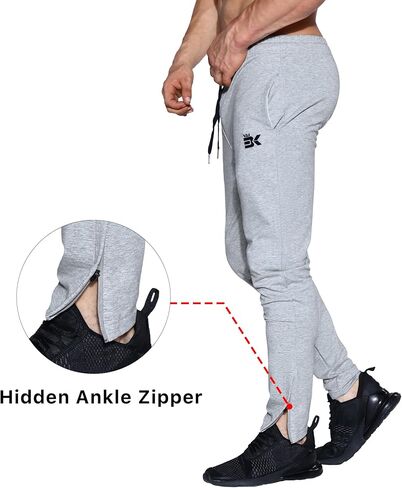 BROKIG Mens Leglock Gym Jogger Sweat Pants Ankle Zip,Workout Sweatpants Athletic Tapered Jogging Pants with Pockets in Saudi Arabia