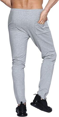 BROKIG Mens Leglock Gym Jogger Sweat Pants Ankle Zip,Workout Sweatpants Athletic Tapered Jogging Pants with Pockets in Saudi Arabia
