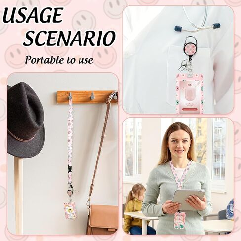 Smile Face Lanyard for ID Badges Card Yellow Happy Face Card Name Tag Lanyard Cute Retractable Badge Reel Clip for Men Women Nurse Doctor Teach Student in Saudi Arabia