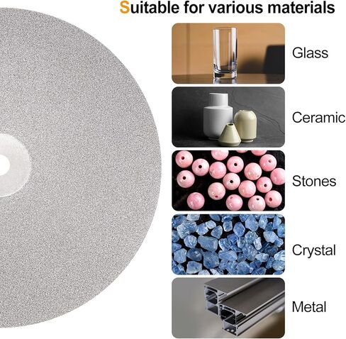 HARFINGTON Diamond Flat Lap Disc Set 8" x 1/2" Arbor 80/120/180/500 Grit Abrasive Wheel Lapping for Grinding Sanding Ceramics, Glass, Stones in Saudi Arabia