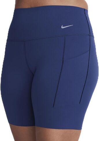 Nike Universa Women's Medium-Support High-Waisted 8" Biker Shorts with Pockets (Midnight Navy/Black, DQ5994-410) in Saudi Arabia