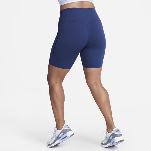 Nike Universa Women's Medium-Support High-Waisted 8" Biker Shorts with Pockets (Midnight Navy/Black, DQ5994-410) in Saudi Arabia