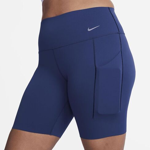 Nike Universa Women's Medium-Support High-Waisted 8" Biker Shorts with Pockets (Midnight Navy/Black, DQ5994-410) in Saudi Arabia