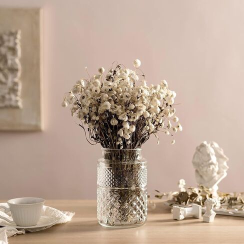 Glasseam Vintage Glass Flower Vases: Rustic Large Clear Vase Embossed Crystal Vases for Flowers Wide Mouth Vase Decorative Boho Vases for Decor Wedding Table Centrepiece Dining Room Height 7.87'' in Saudi Arabia