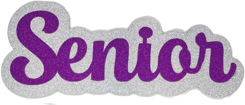 Senior Word Glitter Cut Out Die Cut Placard Embellishment for Prom, Homecoming, Graduation etc. (Silver/Purple, 3 Inch - 2 Count) in Kuwait