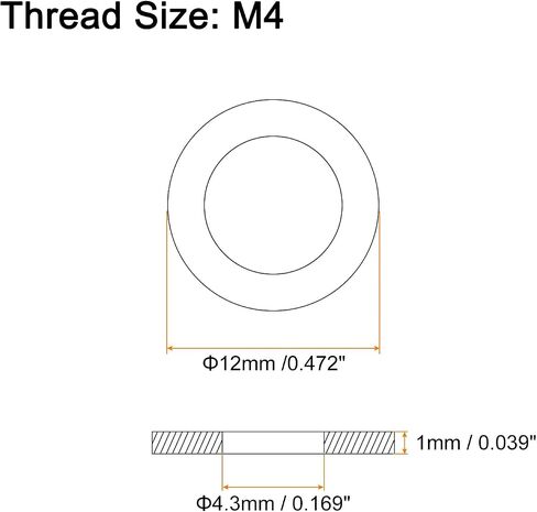 uxcell 100Pcs M4 Flat Washer, Carbon Steel 4.3mm ID x 12mm OD x 1mm Thick for Bolt Screw, Factories Repair, Kitchens, Shops, and Outdoor Construction, Black in Saudi Arabia