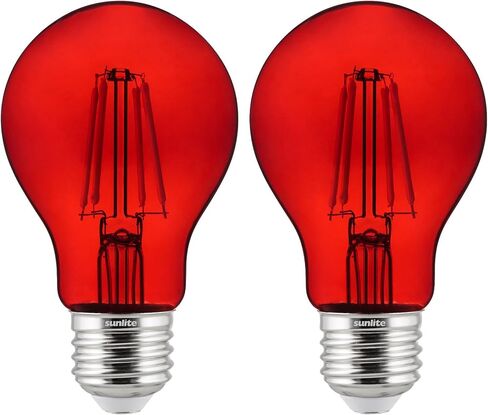 لمبة إضاءة LED ملونة A19 من Sunlite، 4.5 واط، قاعدة E26 متوسطة، 120 فولت، أحمر شفاف، قابل للتعتيم، زاوية شعاع 320 درجة، مدرج في قائمة UL، عدد 2 in Saudi Arabia