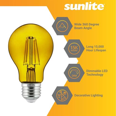 لمبة إضاءة LED ملونة A19 من Sunlite، 4.5 واط، قاعدة E26 متوسطة، 120 فولت، أحمر شفاف، قابل للتعتيم، زاوية شعاع 320 درجة، مدرج في قائمة UL، عدد 2 in Saudi Arabia