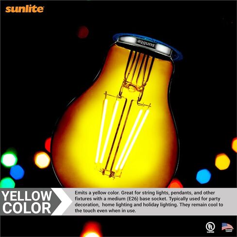 لمبة إضاءة LED ملونة A19 من Sunlite، 4.5 واط، قاعدة E26 متوسطة، 120 فولت، أحمر شفاف، قابل للتعتيم، زاوية شعاع 320 درجة، مدرج في قائمة UL، عدد 2 in Saudi Arabia