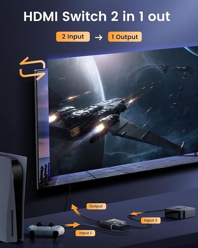 محول HDMI 4K 120 هرتز، وصلات avedio 8K HDMI 2.1 موزع تبديل 2 في 1، محول ثنائي الاتجاه من سبائك الألومنيوم يدعم Ultra HD 8K@60 هرتز 4K@144 هرتز عالي السرعة 48 جيجابت في الثانية (برتقالي) in Kuwait