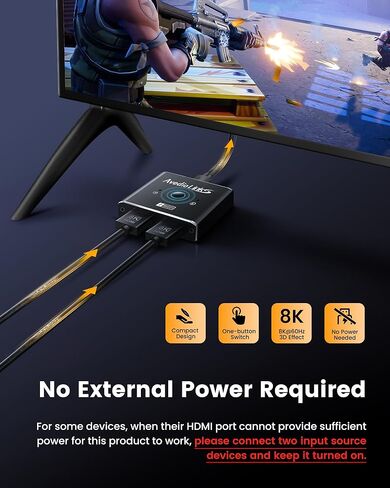 محول HDMI 4K 120 هرتز، وصلات avedio 8K HDMI 2.1 موزع تبديل 2 في 1، محول ثنائي الاتجاه من سبائك الألومنيوم يدعم Ultra HD 8K@60 هرتز 4K@144 هرتز عالي السرعة 48 جيجابت في الثانية (برتقالي) in Kuwait