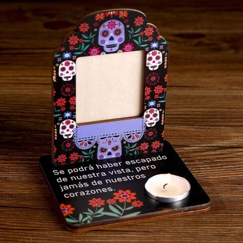 Tioncy Dia De Los Muertos خشبي صغير مذبح يوم الموتى شمعة تغيير ضياء دي لوس مورتوس صورة تغيير الجمجمة إطار الصورة Ofrenda منضدية عدة Mini Ofrenda عيد الهالوين ديوالي الديكور in Kuwait