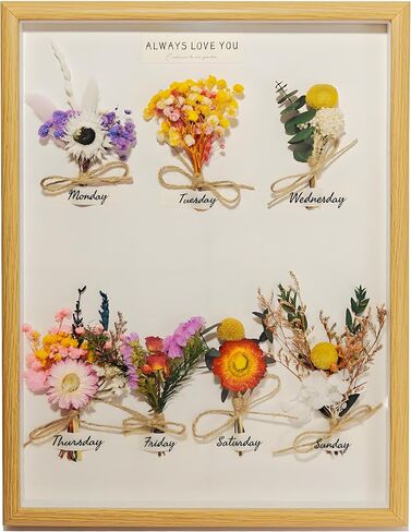 Shadow Box Display Case 12x16 inch with 7 Pcs Mini Natural Dried Flower Present, Warm Hanging Wall Decorations Present, DIY Gift for Mom, Grandma, and Friends A Present Full of Love in Saudi Arabia