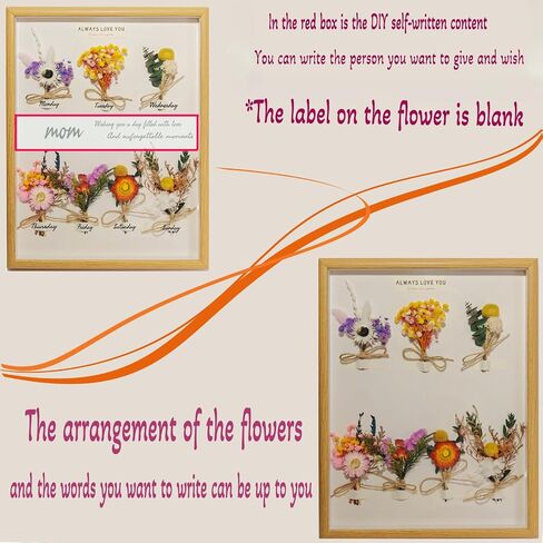 Shadow Box Display Case 12x16 inch with 7 Pcs Mini Natural Dried Flower Present, Warm Hanging Wall Decorations Present, DIY Gift for Mom, Grandma, and Friends A Present Full of Love in Saudi Arabia