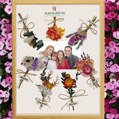 Shadow Box Display Case 12x16 inch with 7 Pcs Mini Natural Dried Flower Present, Warm Hanging Wall Decorations Present, DIY Gift for Mom, Grandma, and Friends A Present Full of Love in Saudi Arabia