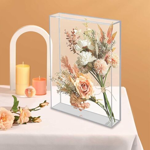 2 Pcs Acrylic Shadow Boxes Display Case, 6x8 Shadow Box Frame DIY Clear Acrylic Display Box Wedding Memory Box Dried Flower Shadow Box 3D Picture Frame for Valentine's Day Wedding (2, 6'' x 8'') in Saudi Arabia