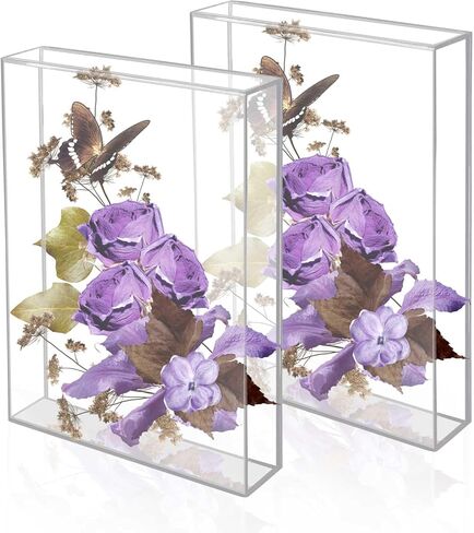 2 Pcs Acrylic Shadow Boxes Display Case, 6x8 Shadow Box Frame DIY Clear Acrylic Display Box Wedding Memory Box Dried Flower Shadow Box 3D Picture Frame for Valentine's Day Wedding (2, 6'' x 8'') in Saudi Arabia