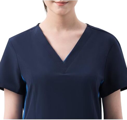 طقم دعك للنساء طقم مقشر برقبة على شكل حرف V وسراويل ركض للنساء ملابس عمل قابلة للتمدد بجيوب متعددة in Kuwait