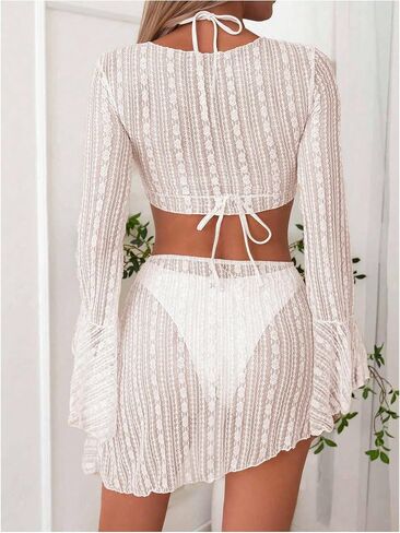 SHENHE Women's 4 Piece Swimsuit Halter Triangle High Cut Bikini Set with Coverup Top and Skirt in Saudi Arabia