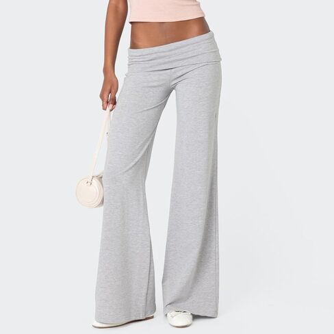 UAURORAO Fold Over Yoga Pants for Women Wide Leg Workout Sweatpants Y2k Striped Lounge Pants in Saudi Arabia