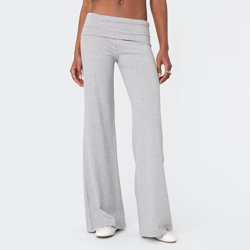 UAURORAO Fold Over Yoga Pants for Women Wide Leg Workout Sweatpants Y2k Striped Lounge Pants in Saudi Arabia