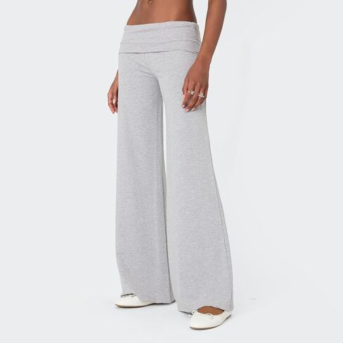 UAURORAO Fold Over Yoga Pants for Women Wide Leg Workout Sweatpants Y2k Striped Lounge Pants in Saudi Arabia