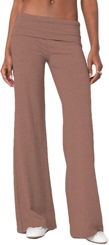 UAURORAO Fold Over Yoga Pants for Women Wide Leg Workout Sweatpants Y2k Striped Lounge Pants in Saudi Arabia