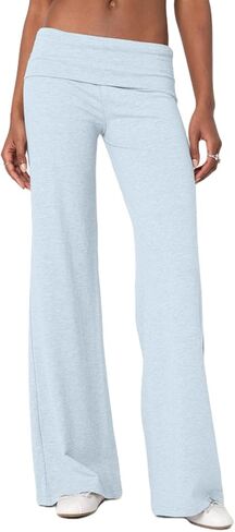 UAURORAO Fold Over Yoga Pants for Women Wide Leg Workout Sweatpants Y2k Striped Lounge Pants in Saudi Arabia