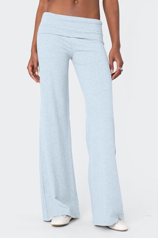 UAURORAO Fold Over Yoga Pants for Women Wide Leg Workout Sweatpants Y2k Striped Lounge Pants in Saudi Arabia
