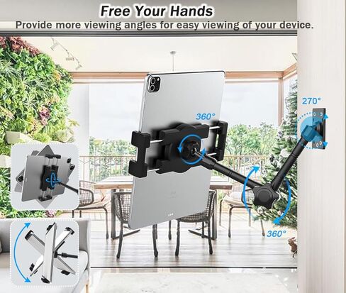 حامل تابلت مثبت على الحائط [مستقر للغاية ومتين] حامل تابلت دوار شديد التحمل لطاولة خزانة المطبخ متوافق مع iPad Mini Air Pro/Galaxy Tabs/Switch/Phone 4-12,9" in Kuwait